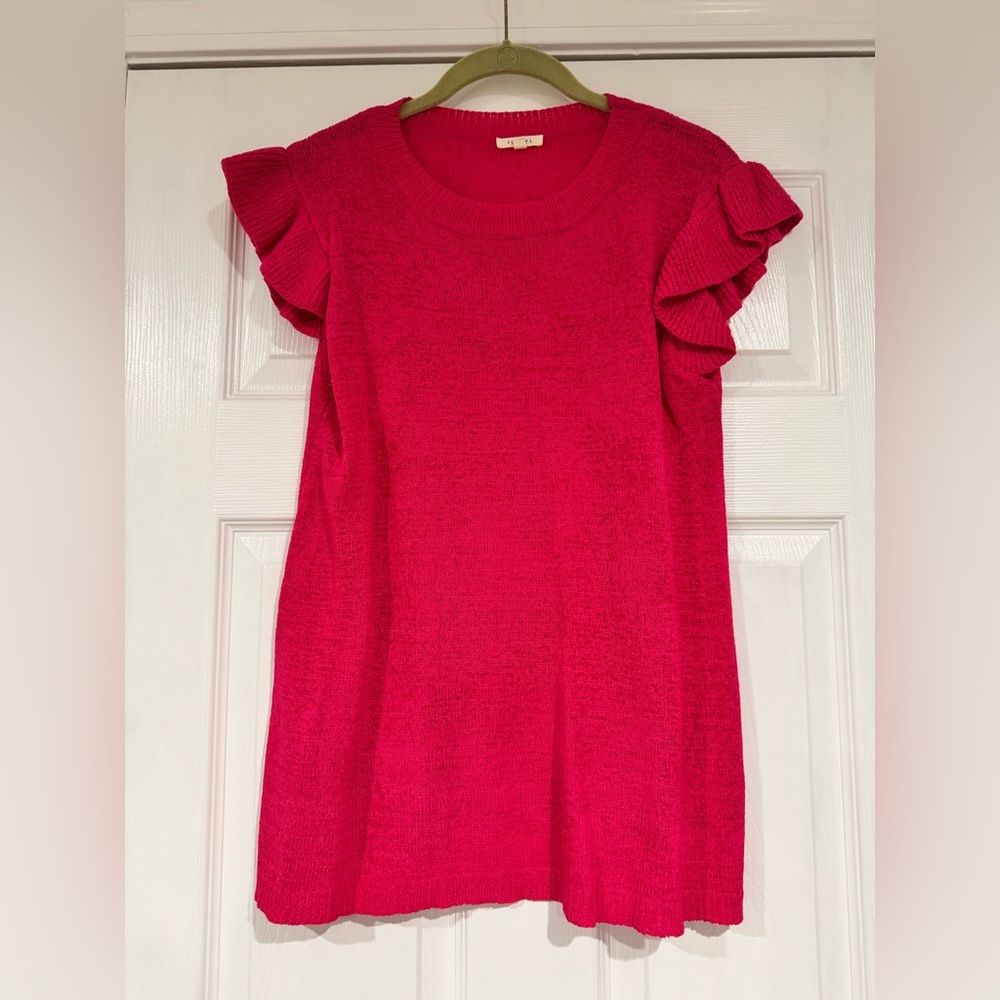 Vibrant Pink Ruffle Sleeve Top